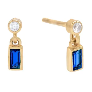 Gold Dangling Baguette Stud Earring