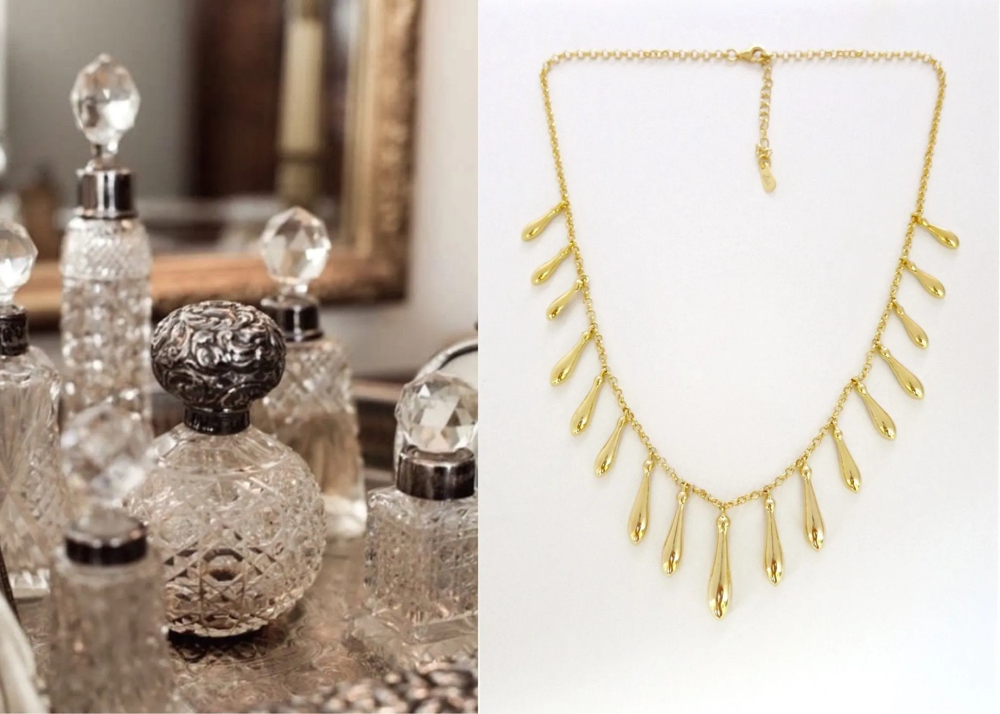 Gold plated, classic string-of-drops Victorian necklace