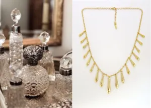 Gold plated, classic string-of-drops Victorian necklace