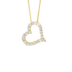 Gold Plated Sterling Silver Open Heart Pendant with Cubic Zirconia P888G