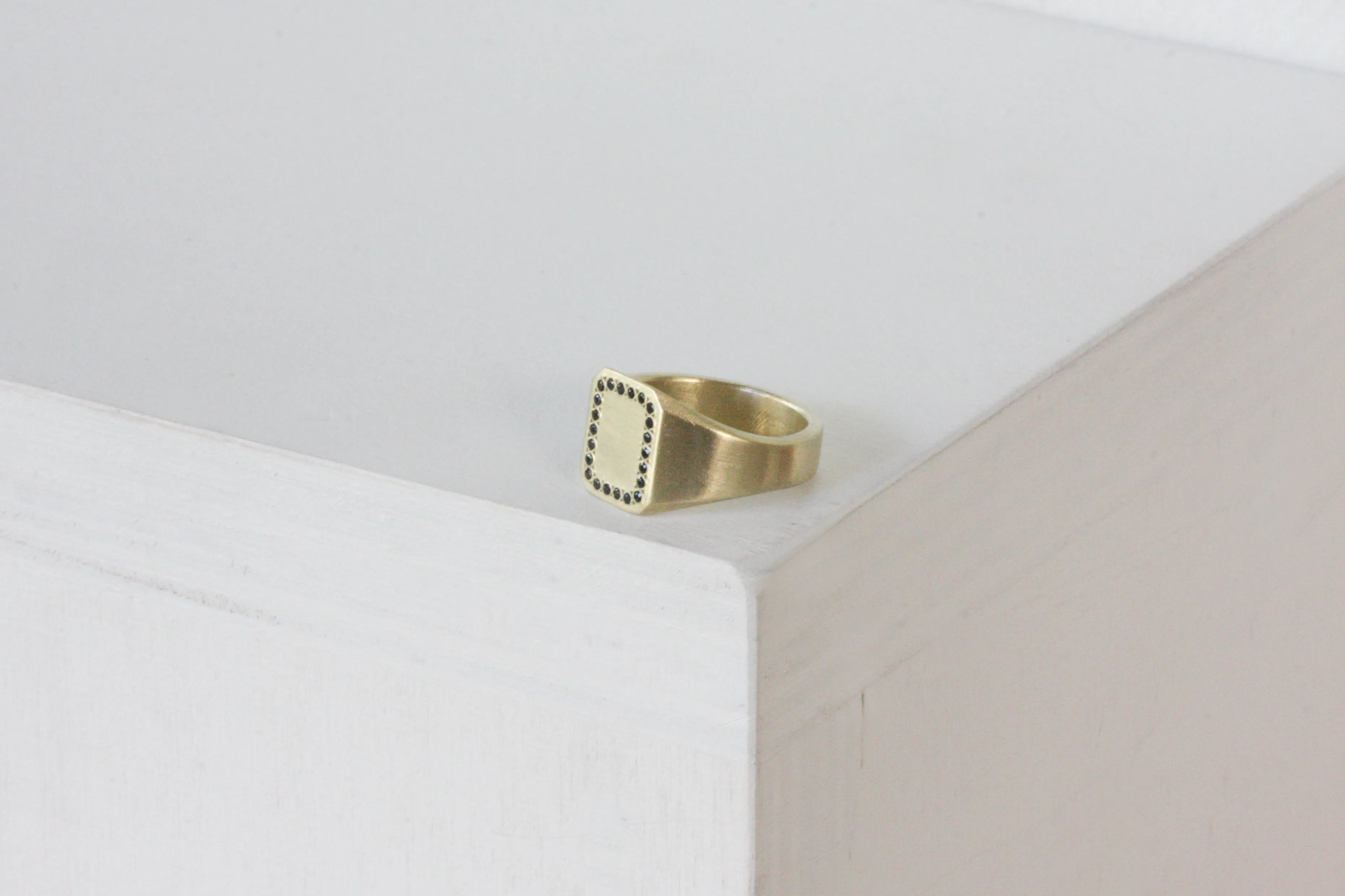 Gold Signet Pinkie Statement Ring with Sapphires