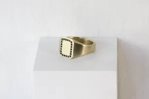 Gold Signet Pinkie Statement Ring with Sapphires