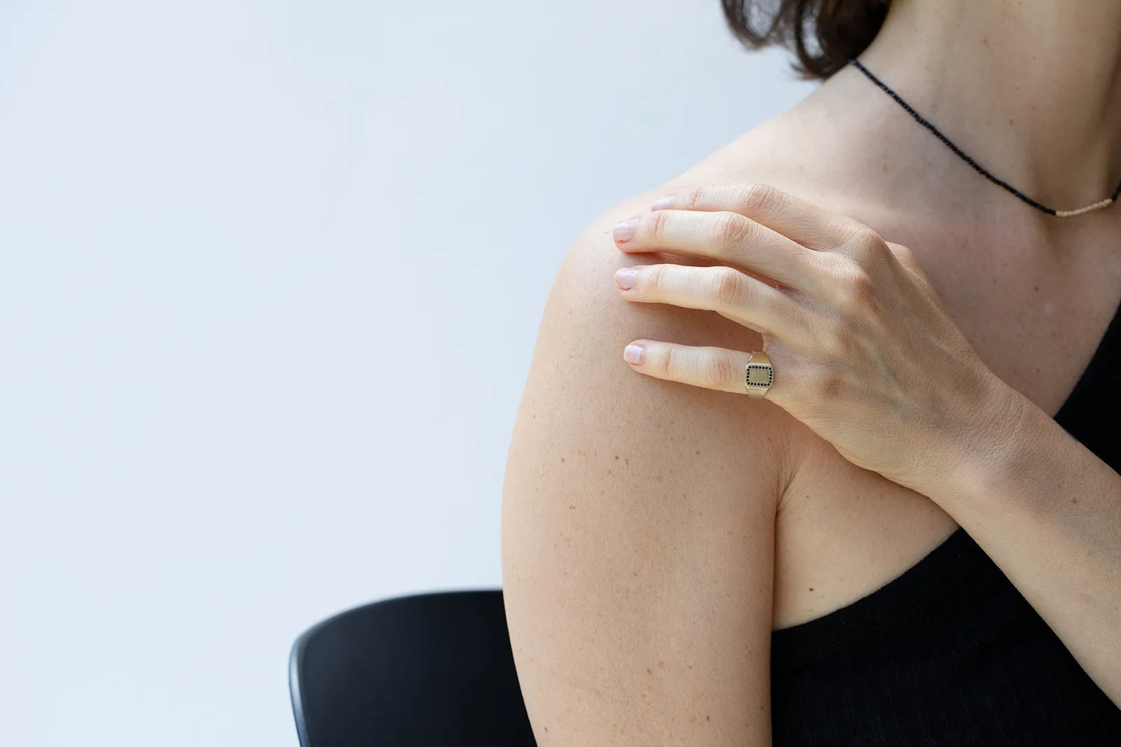 Gold Signet Pinkie Statement Ring with Sapphires