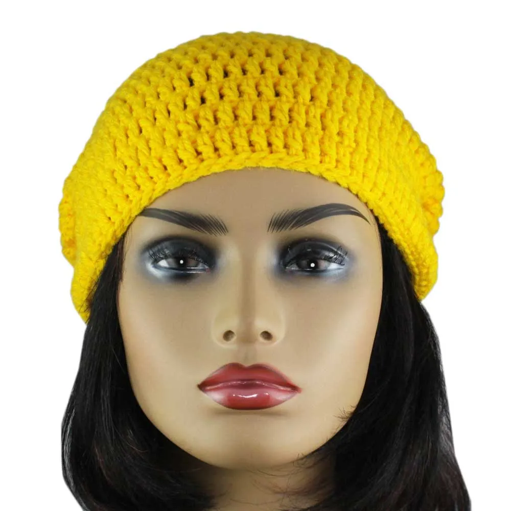 Golden Yellow Crochet Slouchy Hat Medium/Large - STXH17
