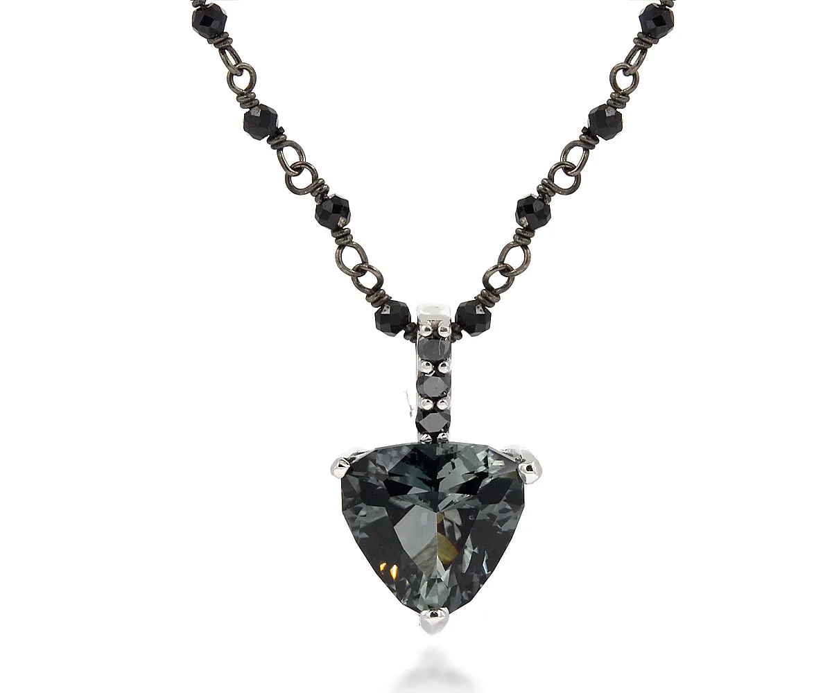 Gray Tourmaline Black Diamond Necklace