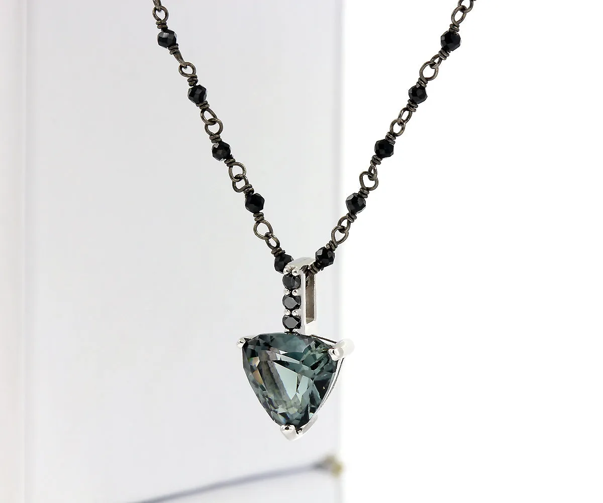 Gray Tourmaline Black Diamond Necklace