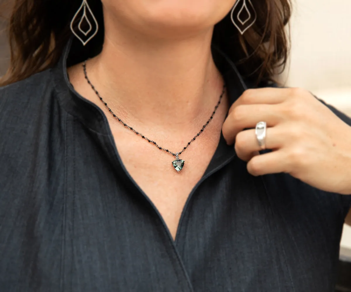 Gray Tourmaline Black Diamond Necklace