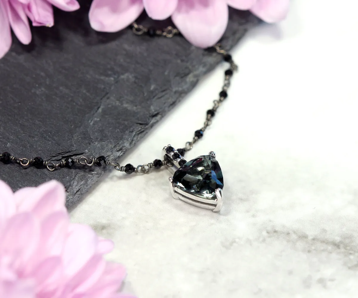 Gray Tourmaline Black Diamond Necklace