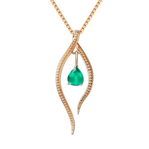 Green Cubic Zirconia 18K Gold-Plated Trillion Pendant Necklace