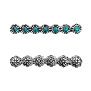 Gretta Turquoise & Silver Alligator Hair Clip Duo