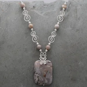 Grey Crazy Lace Agate Necklace