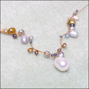 Half Halo Silver Pearls Necklace