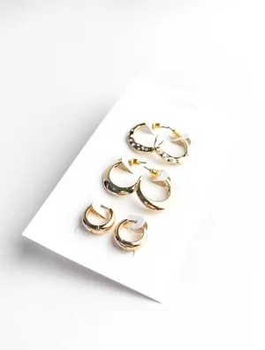 Hammered Crescent Hoop Set