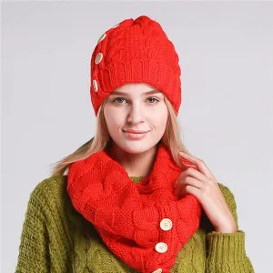 Hat and Scarf Collar Set Multiple Colors