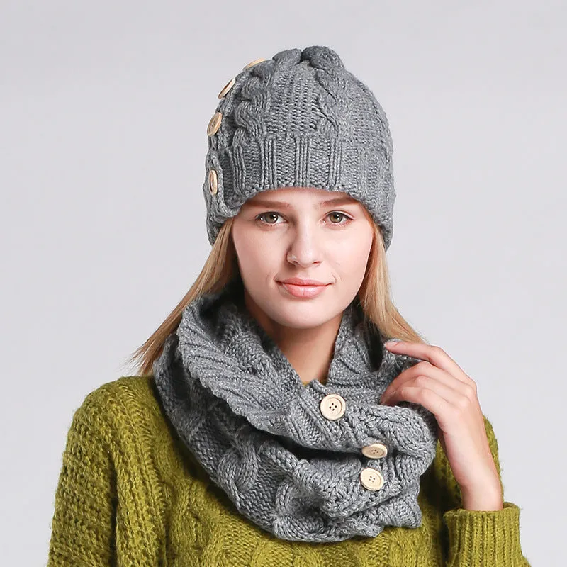 Hat and Scarf Collar Set Multiple Colors