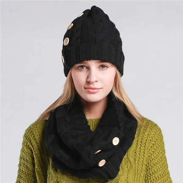 Hat and Scarf Collar Set Multiple Colors