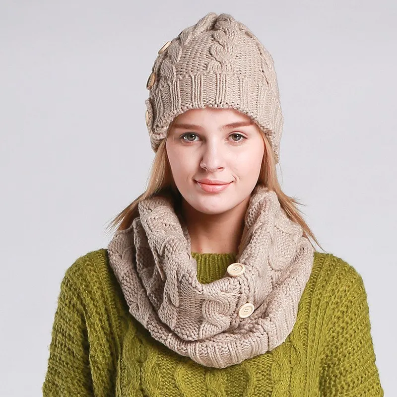 Hat and Scarf Collar Set Multiple Colors