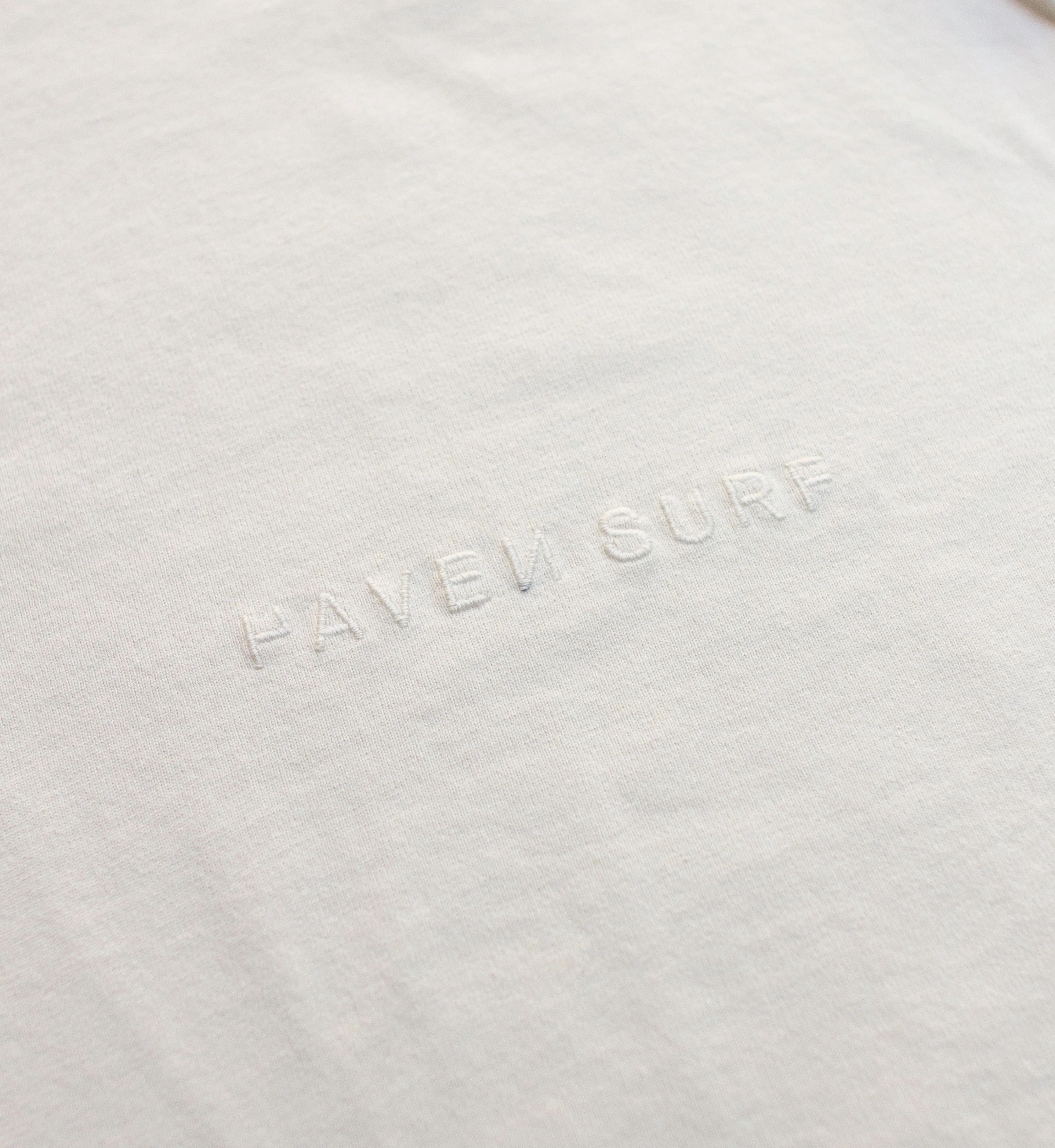 Haven Surf - Base Heavy Weight  Long Sleeve Tee w/ embroidery - Old White