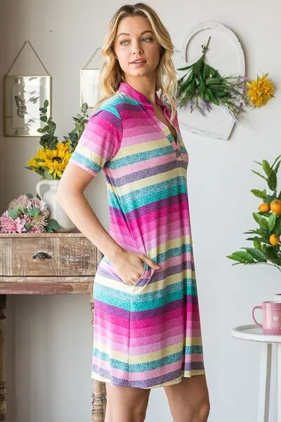Hazel Blues® | Heimish Striped Short Sleeve Mini Tee Dress