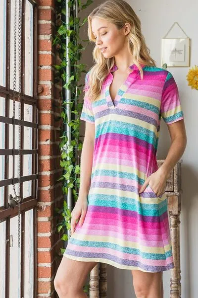 Hazel Blues® | Heimish Striped Short Sleeve Mini Tee Dress