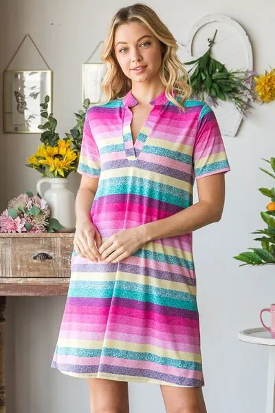 Hazel Blues® | Heimish Striped Short Sleeve Mini Tee Dress