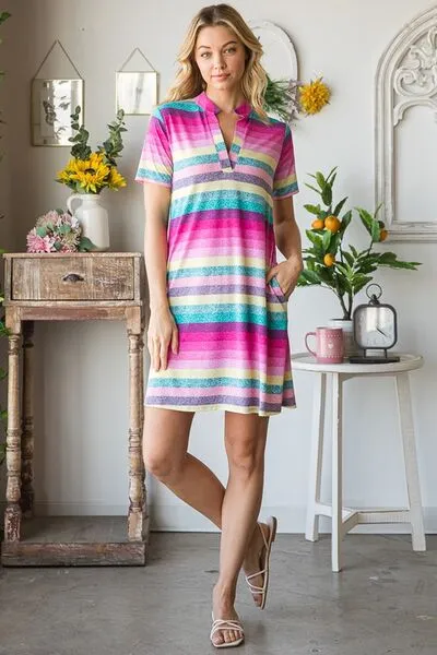 Hazel Blues® | Heimish Striped Short Sleeve Mini Tee Dress
