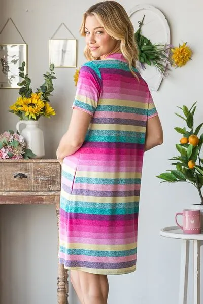 Hazel Blues® | Heimish Striped Short Sleeve Mini Tee Dress