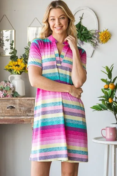 Hazel Blues® | Heimish Striped Short Sleeve Mini Tee Dress