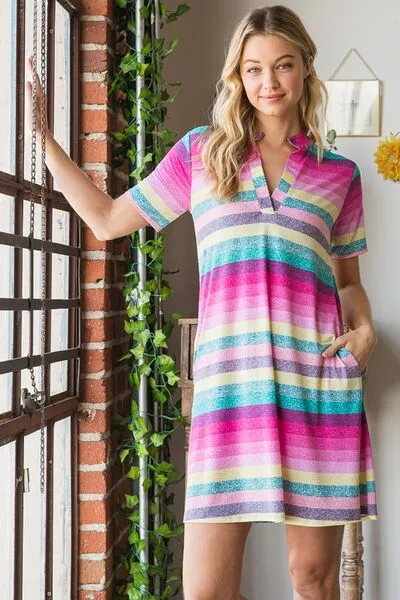 Hazel Blues® | Heimish Striped Short Sleeve Mini Tee Dress