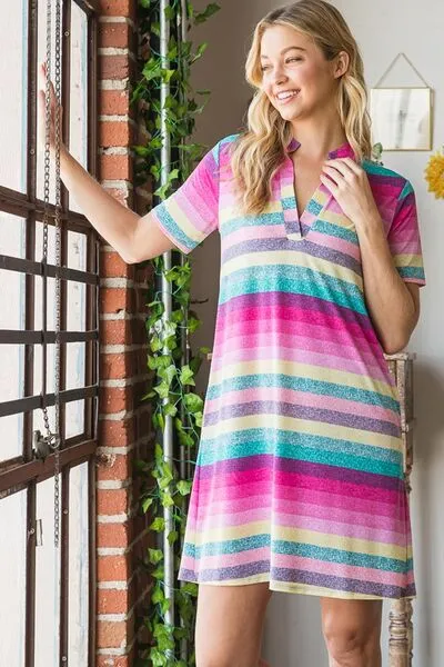Hazel Blues® | Heimish Striped Short Sleeve Mini Tee Dress