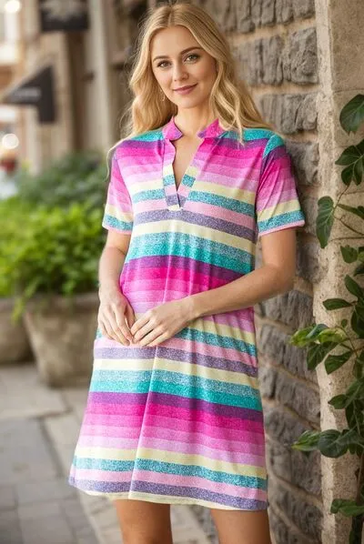 Hazel Blues® | Heimish Striped Short Sleeve Mini Tee Dress