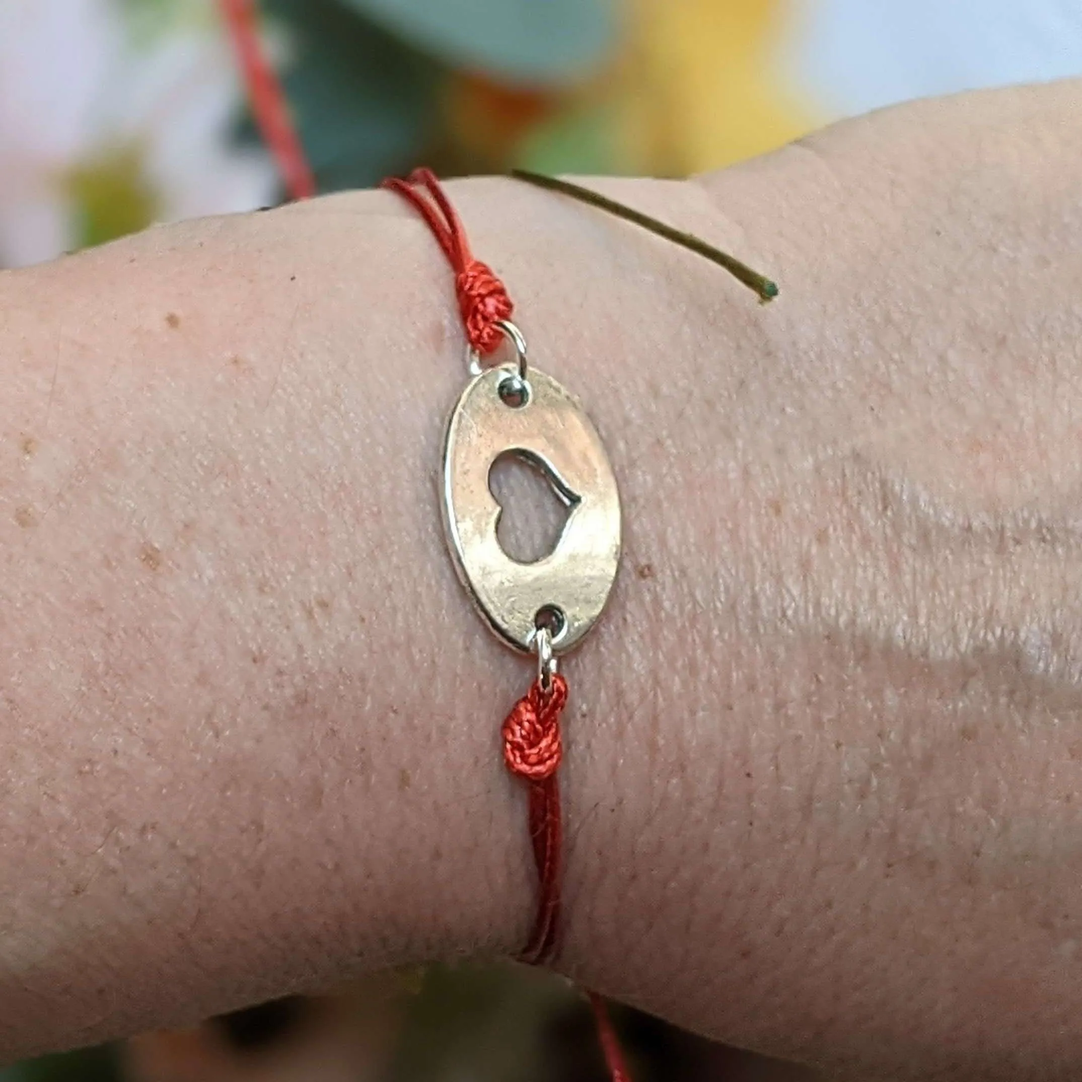 Heart Cut-Out Waxed Cord surfer Bracelet