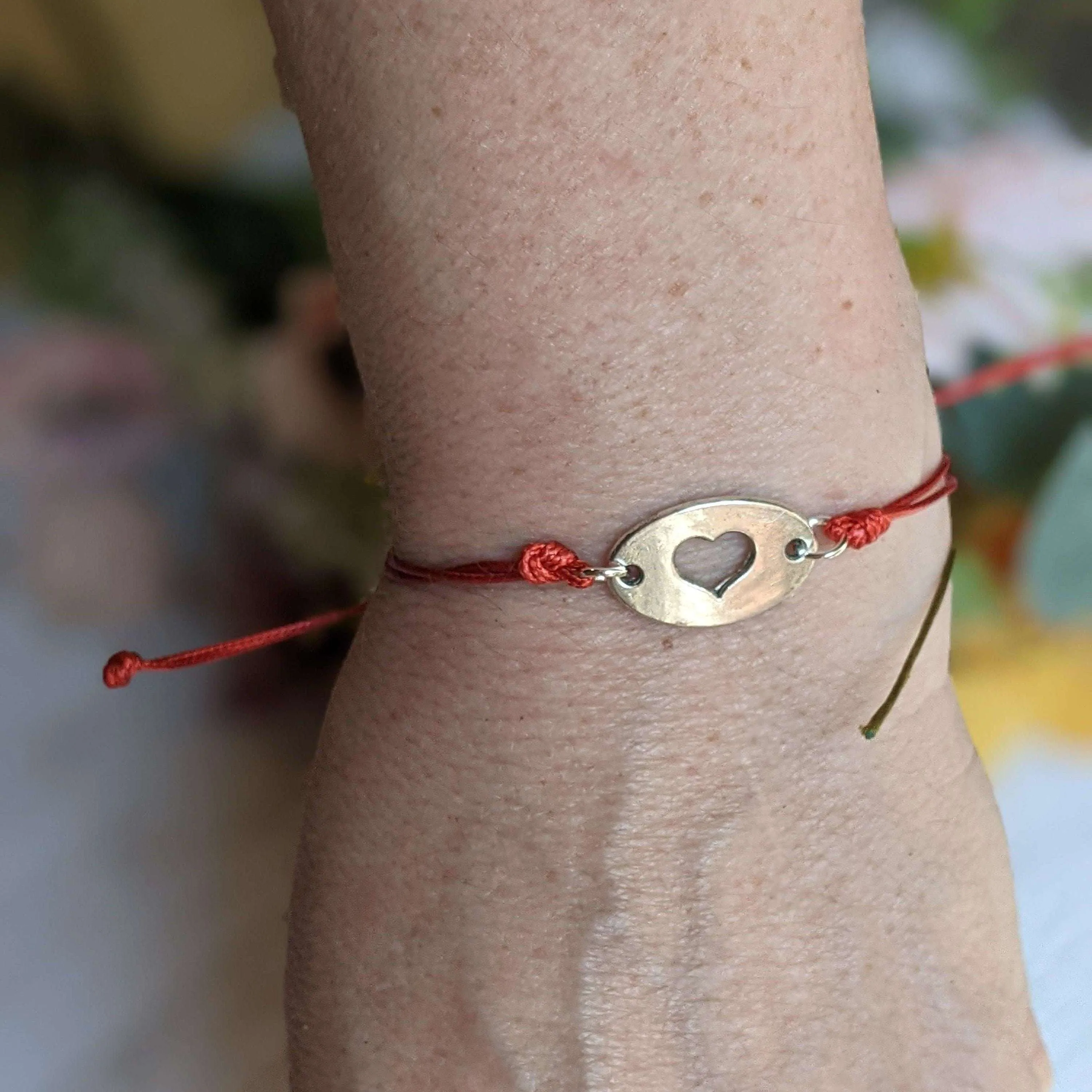 Heart Cut-Out Waxed Cord surfer Bracelet