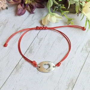 Heart Cut-Out Waxed Cord surfer Bracelet