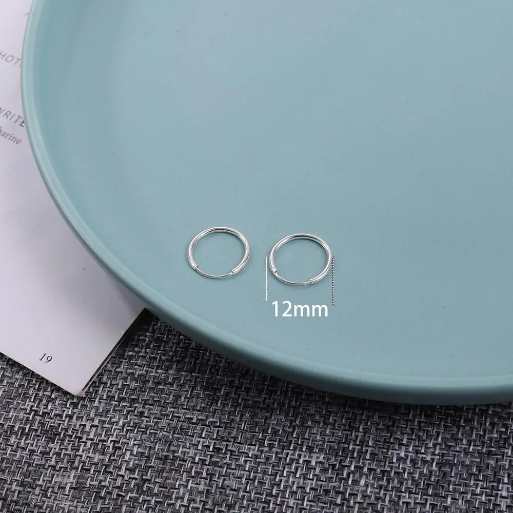 High Quality 1 Pair 6-18mm Small Hoop Earrings Silver Color Circle Hoop Earring for Women Men Ear Rings Clip Huggie Earrings