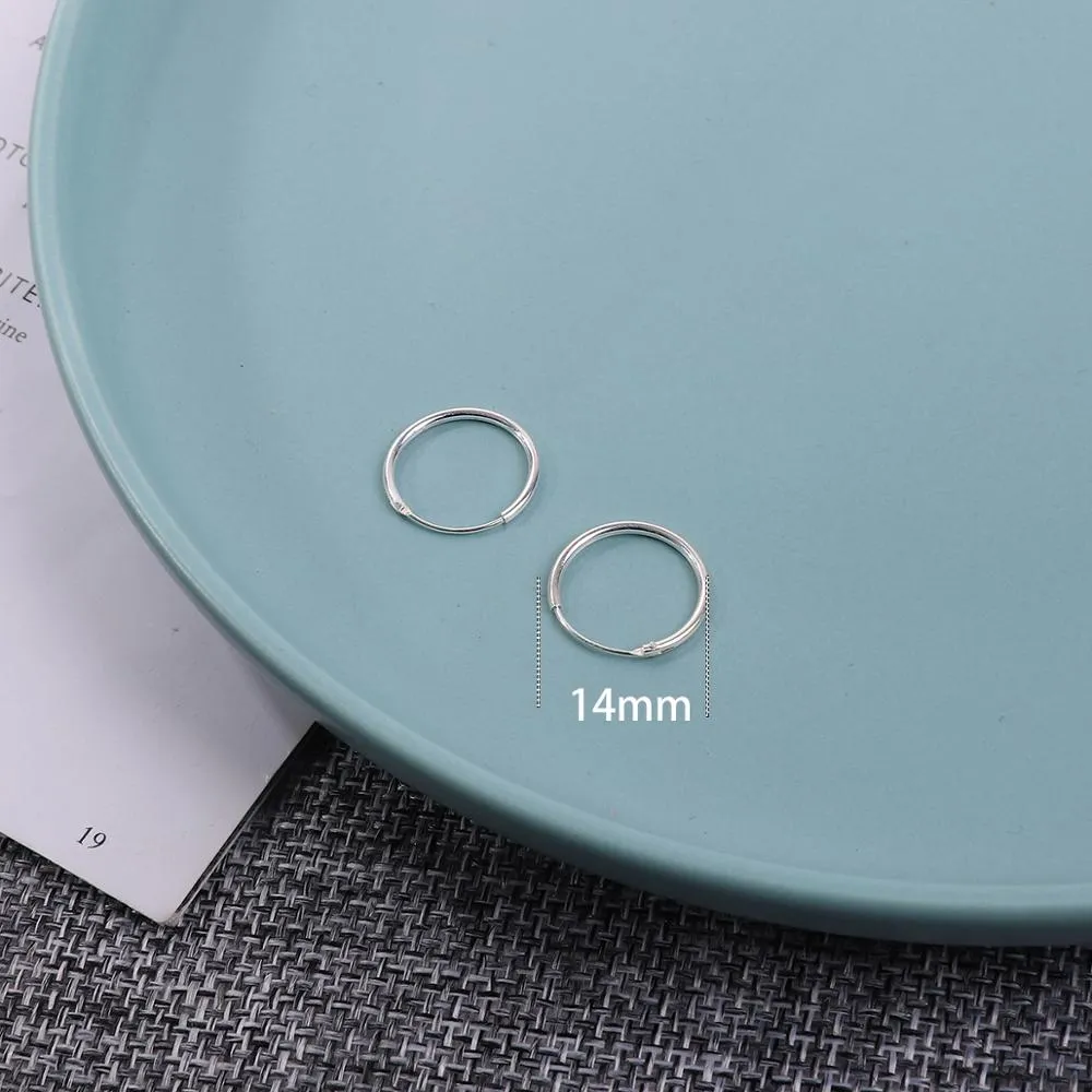 High Quality 1 Pair 6-18mm Small Hoop Earrings Silver Color Circle Hoop Earring for Women Men Ear Rings Clip Huggie Earrings