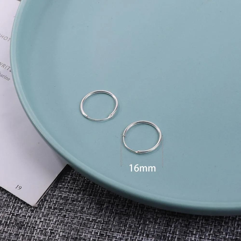 High Quality 1 Pair 6-18mm Small Hoop Earrings Silver Color Circle Hoop Earring for Women Men Ear Rings Clip Huggie Earrings