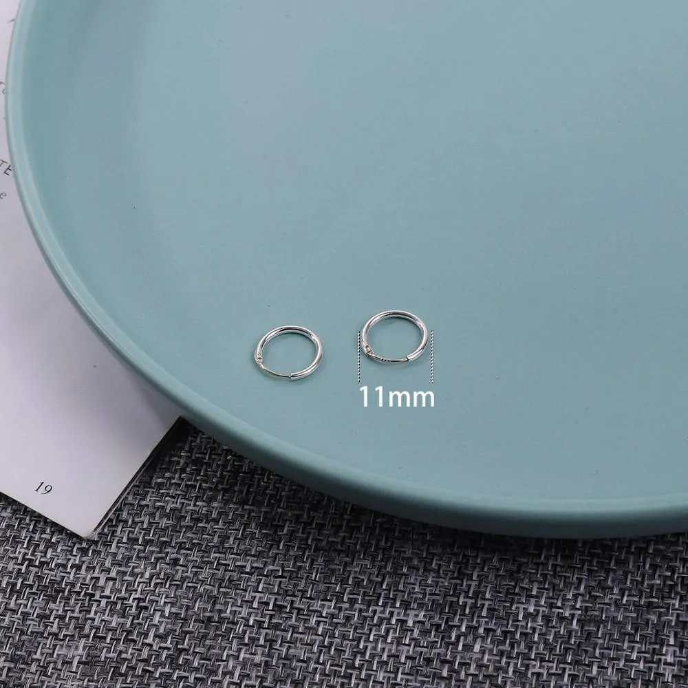High Quality 1 Pair 6-18mm Small Hoop Earrings Silver Color Circle Hoop Earring for Women Men Ear Rings Clip Huggie Earrings