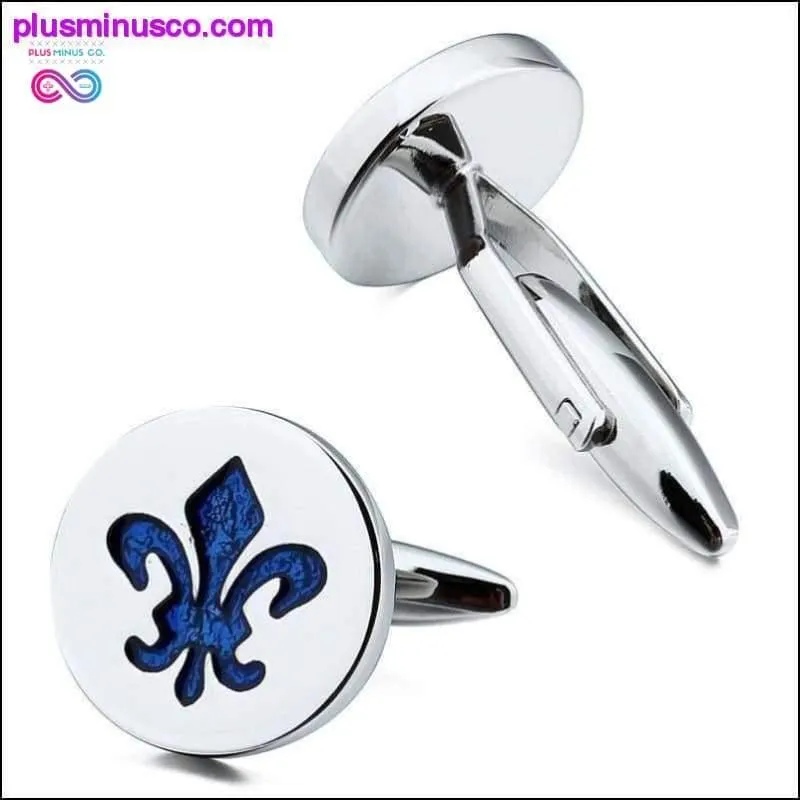 High Quality Classic Blue Enamel Silver Round Tie Clips &