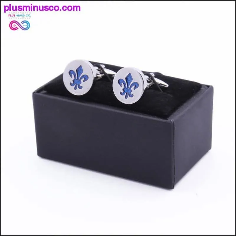 High Quality Classic Blue Enamel Silver Round Tie Clips &