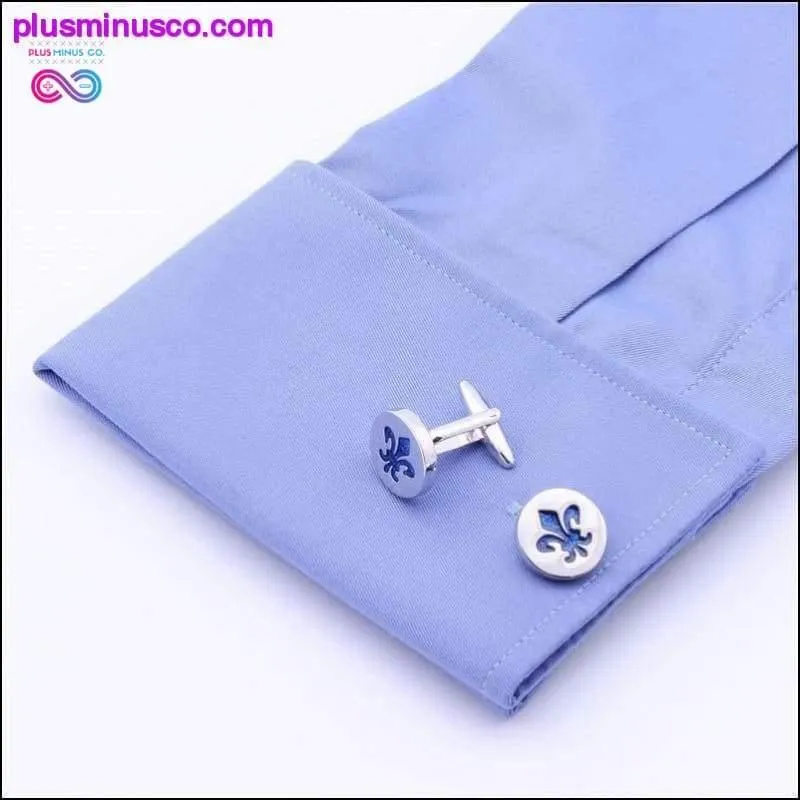 High Quality Classic Blue Enamel Silver Round Tie Clips &