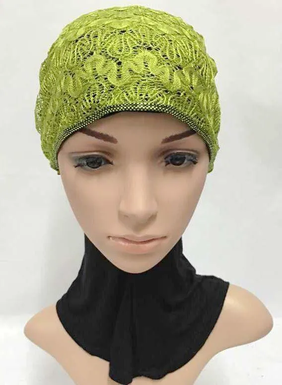 High Quality Double-Lace Flower UnderHijab Muslim Hijab Caps Islamic Underscarf