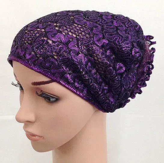 High Quality Double-Lace Flower UnderHijab Muslim Hijab Caps Islamic Underscarf