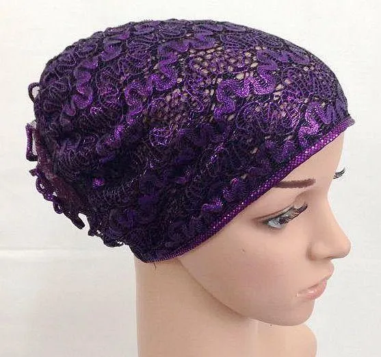 High Quality Double-Lace Flower UnderHijab Muslim Hijab Caps Islamic Underscarf