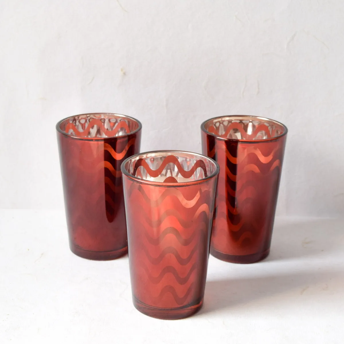 Home Artisan Clarisse Red Swirl Candles - Set of 3