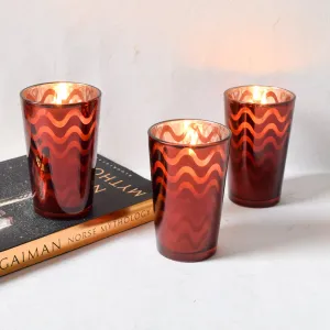 Home Artisan Clarisse Red Swirl Candles - Set of 3