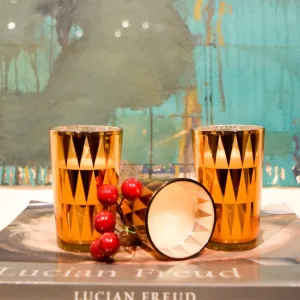 Home Artisan Clarisse Triangle-Pattern Copper Gold Candles - Set of 3
