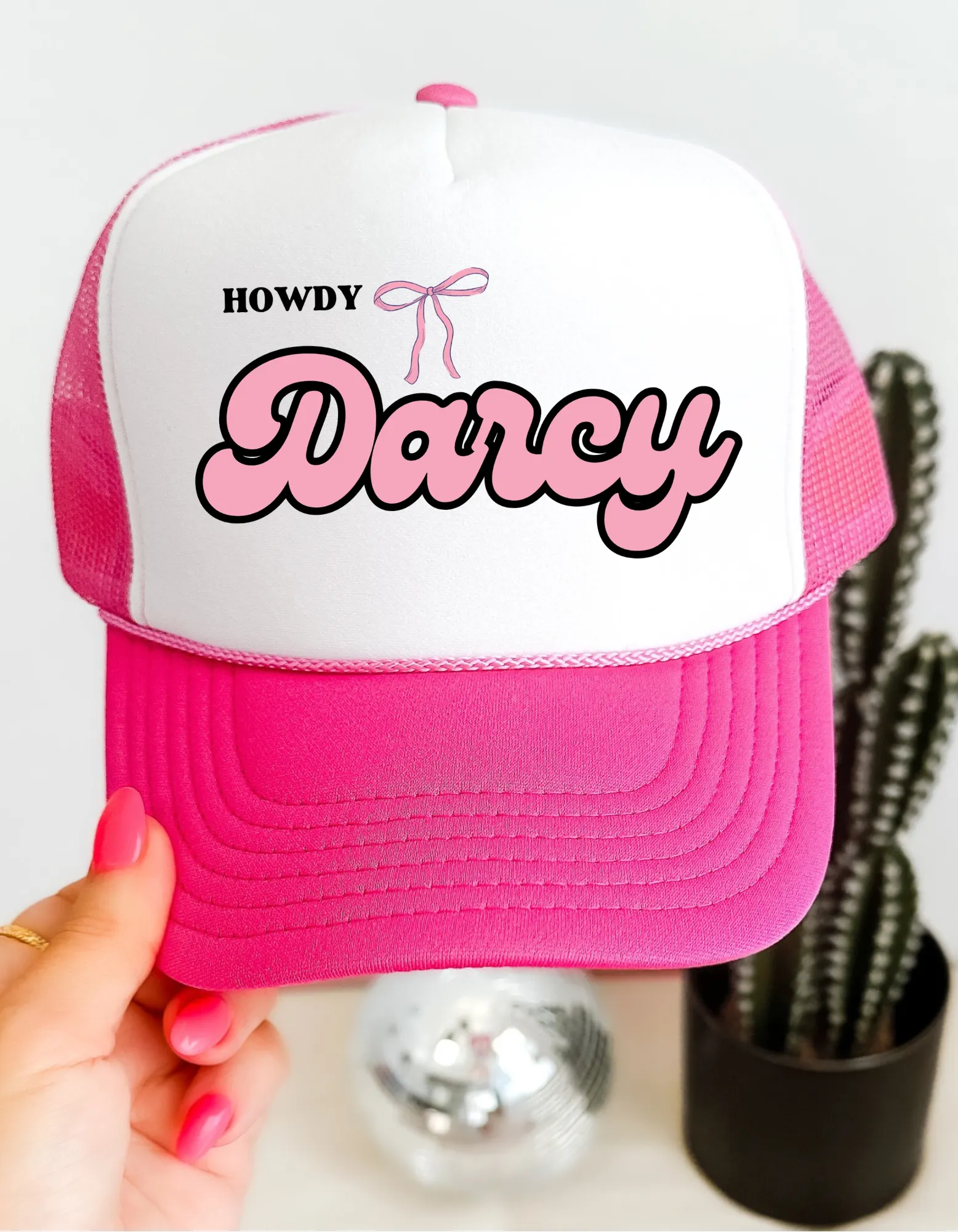 Howdy Darcy Pink Trucker hat