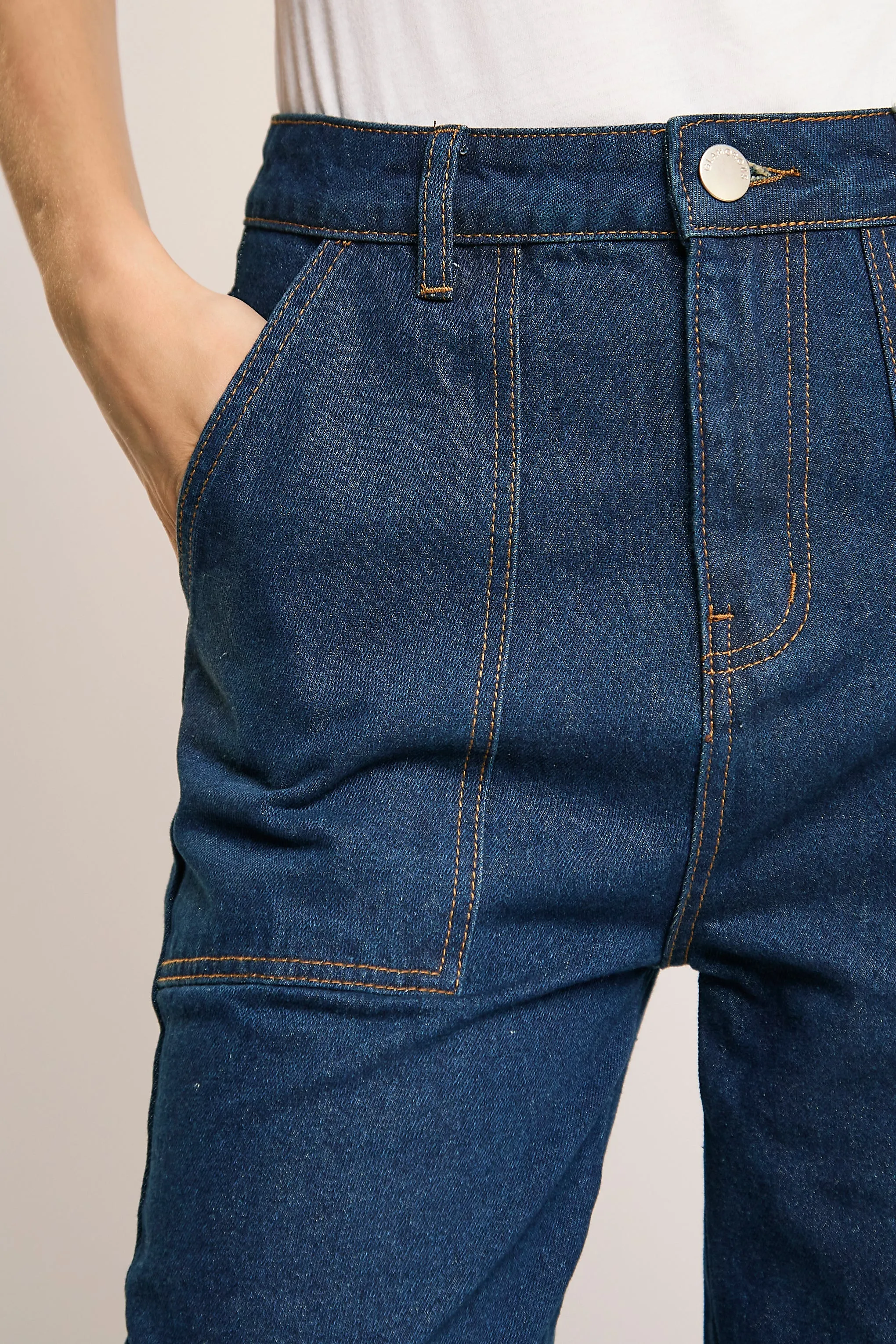 Indigo Wash Cargo Wide-leg Jeans