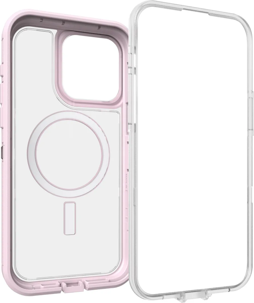 iPhone 15 Pro Max Otterbox Defender XT w/ MagSafe Clear Series Case - Clear/Pink (Mountain Frost)